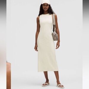 NWT Lululemon All Aligned Ribbed Midi Dress / LTIV (Light Ivory)
